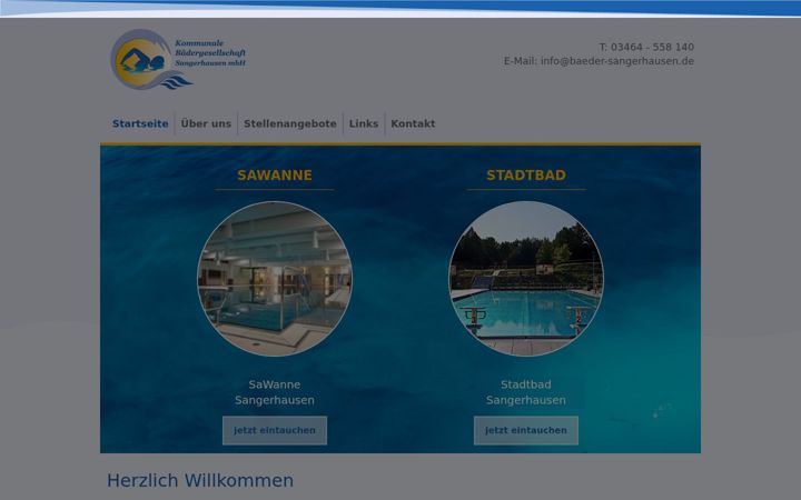 Posnetek zaslona baeder-sangerhausen.de