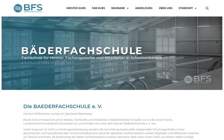 Posnetek zaslona baederfachschule.de