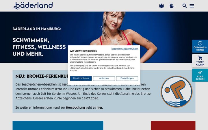 Screenshot von baederland.de