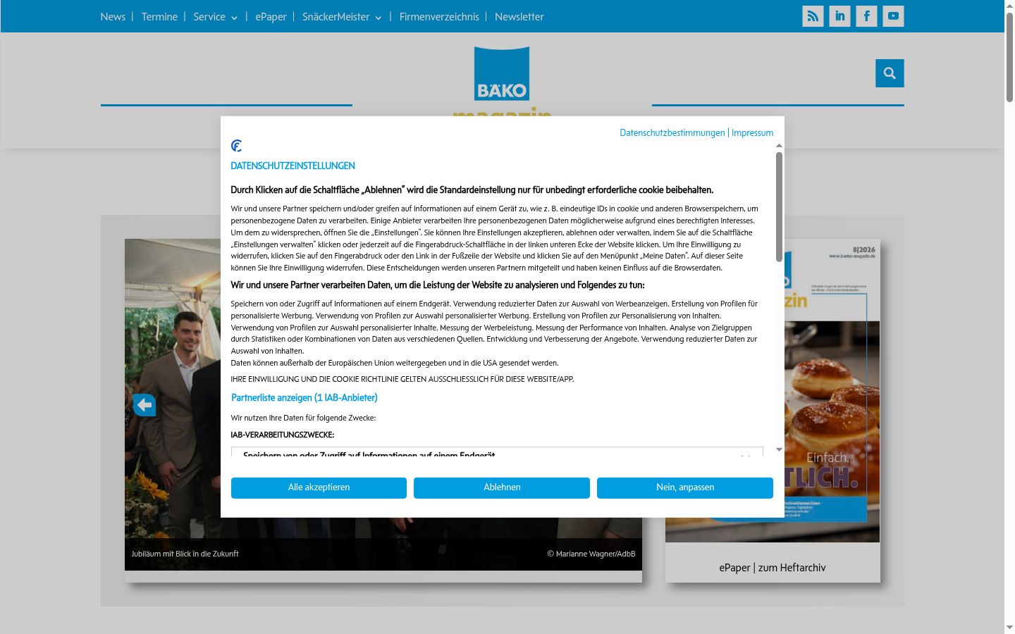 Zrzut ekranu banera zgody wyświetlanego przed jakąkolwiek interakcją