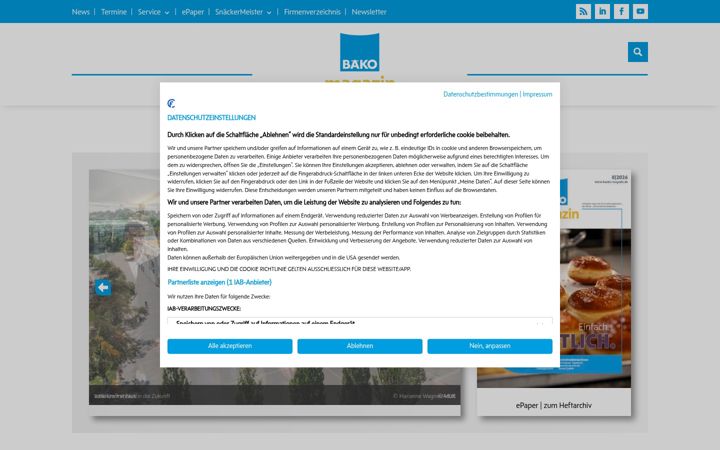 Screenshot von baeko-magazin.de