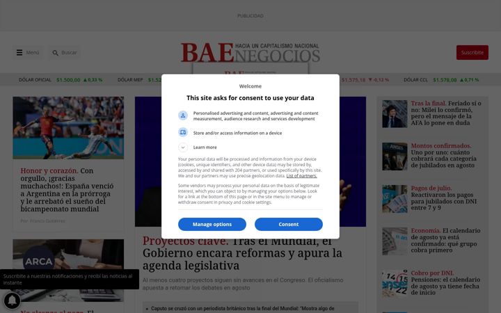 Screenshot of baenegocios.com