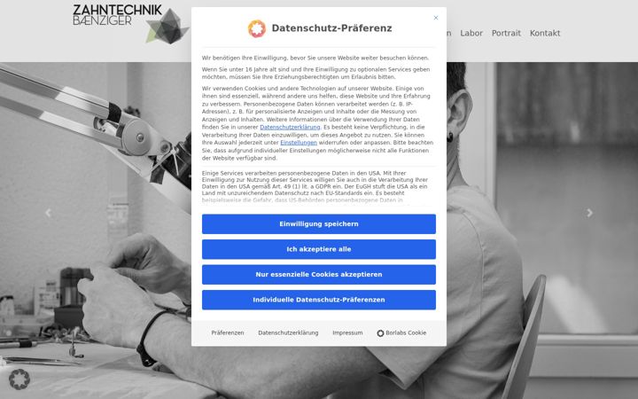 Screenshot of baenzigerzahntechnik.ch