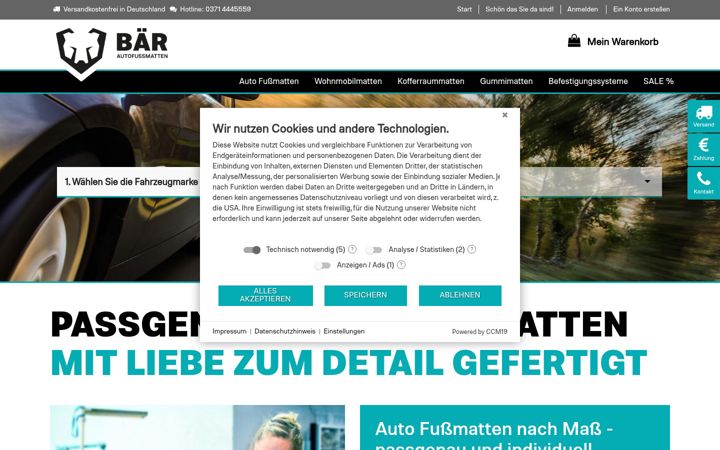 Screenshot von baer-autofussmatten.de