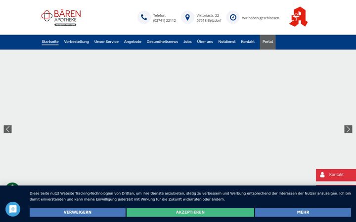 Screenshot of baeren-apotheke-betzdorf.de