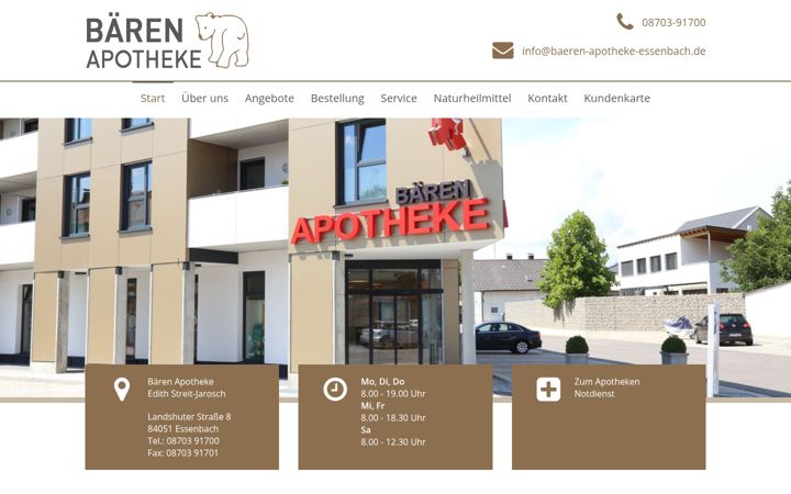 Posnetek zaslona baeren-apotheke-essenbach.de
