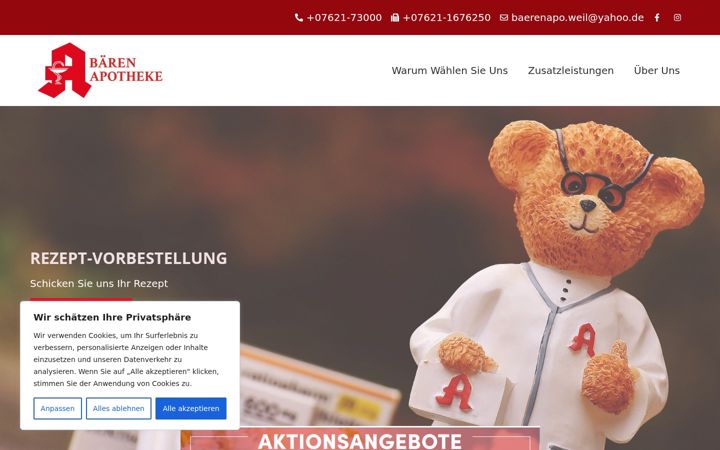 Screenshot of baerenapotheke-weil.de