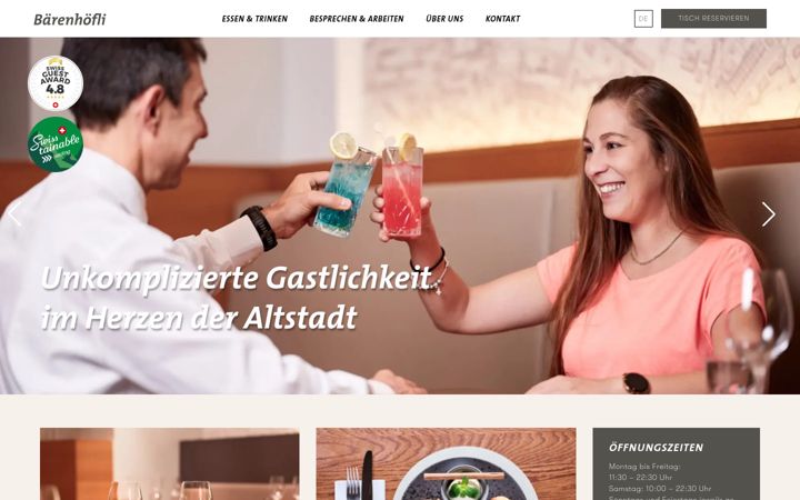 Skærmbillede af baerenhoefli.ch