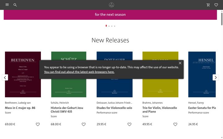 Screenshot of baerenreiter.com