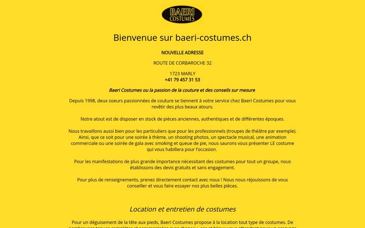 Screenshot of baeri-costumes.ch