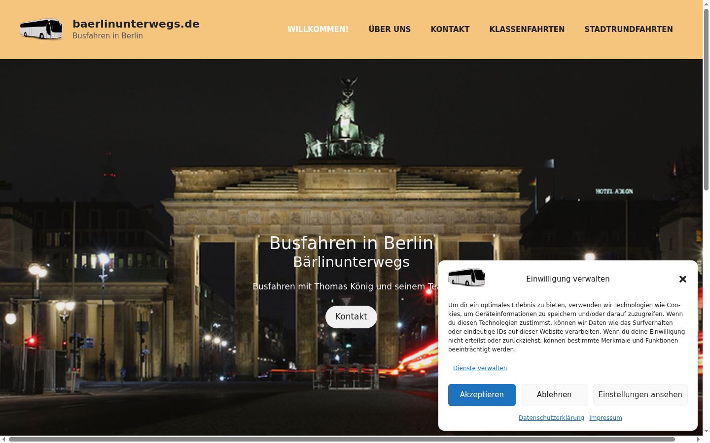 Screenshot of the consent banner shown before any interaction