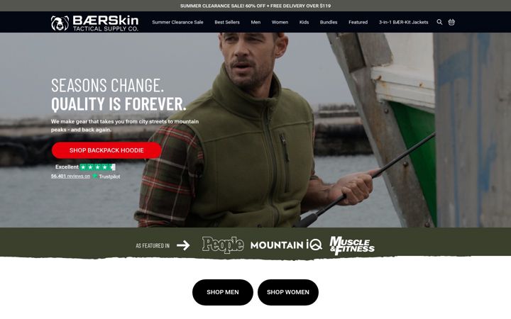 Screenshot ta' baerskintactical.com