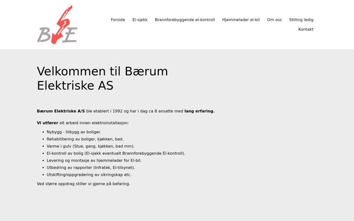 Screenshot of baerumelektriske.no