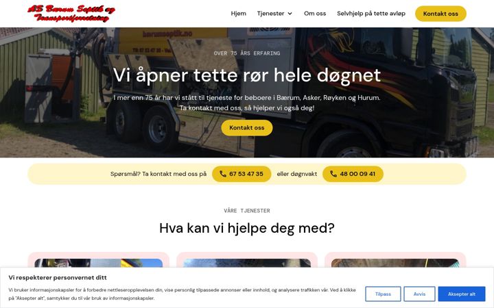 Screenshot of baerumseptik.no