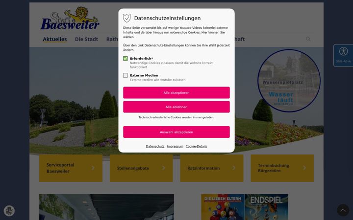 Екранна снимка на baesweiler.de