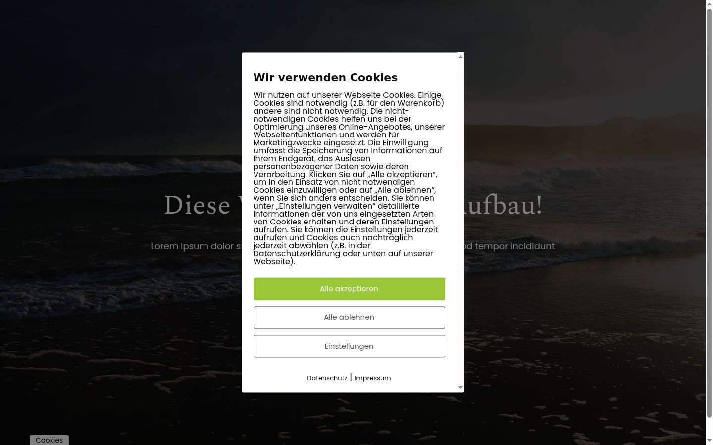 Screenshot του banner συγκατάθεσης που εμφανίστηκε πριν από οποιαδήποτε αλληλεπίδραση
