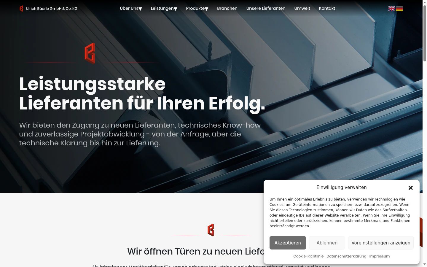 Screenshot des Einwilligungsbanners vor jeglicher Interaktion