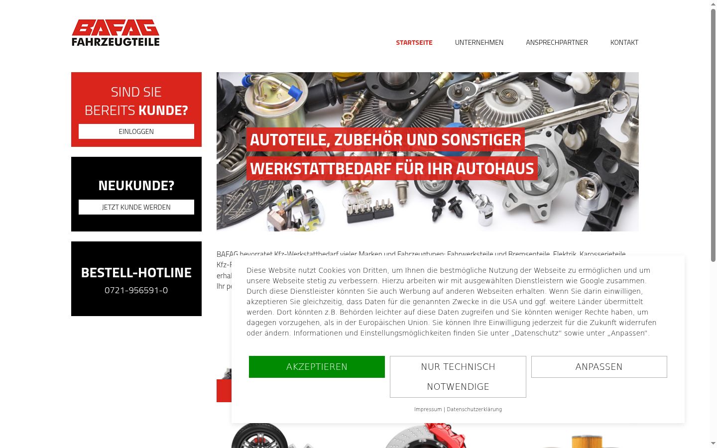 Screenshot des Einwilligungsbanners vor jeglicher Interaktion