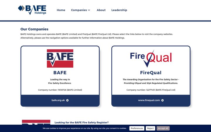 Screenshot of bafeholdings.com
