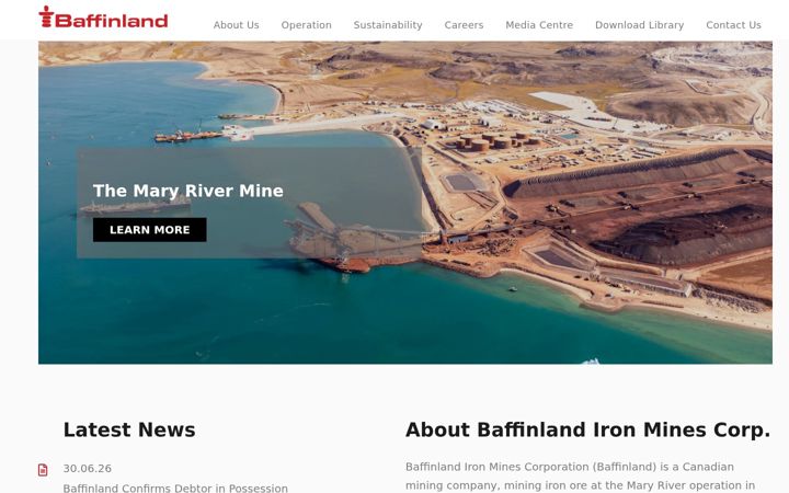 Screenshot of baffinland.com