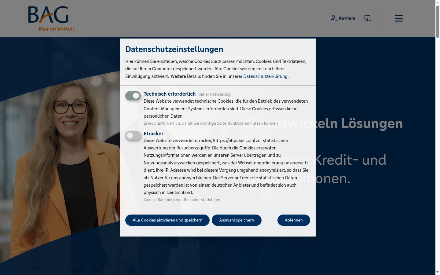 Skjermbilde av samtykkebanneret slik det vises før noen interaksjon