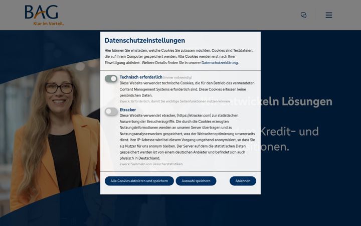 Screenshot of bag-bank.de