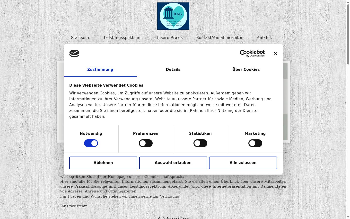 Screenshot of the consent banner shown before any interaction