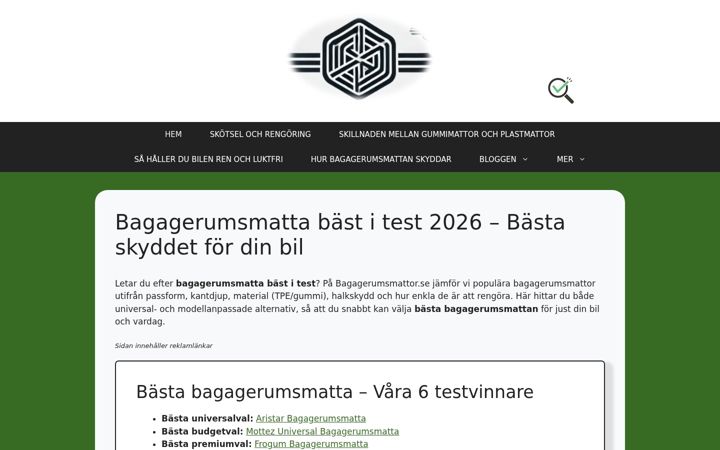 Screenshot of bagagerumsmattor.se