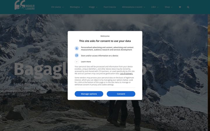 Screenshot of bagaglioleggero.it
