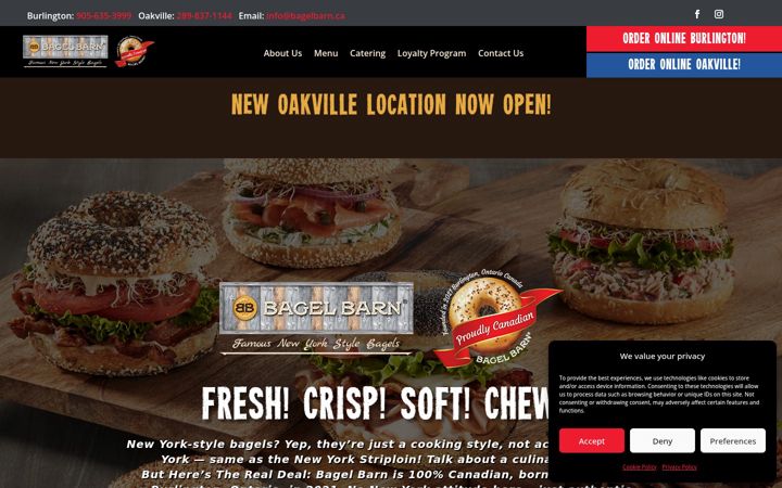Screenshot of bagelbarn.ca