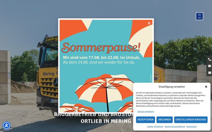 Skjámynd af bagger-ortlieb.de