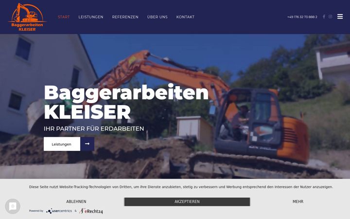 Screenshot of baggerarbeiten-kleiser.de
