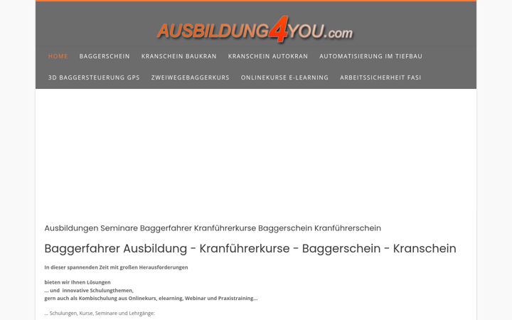 Screenshot of baggerausbildung.de