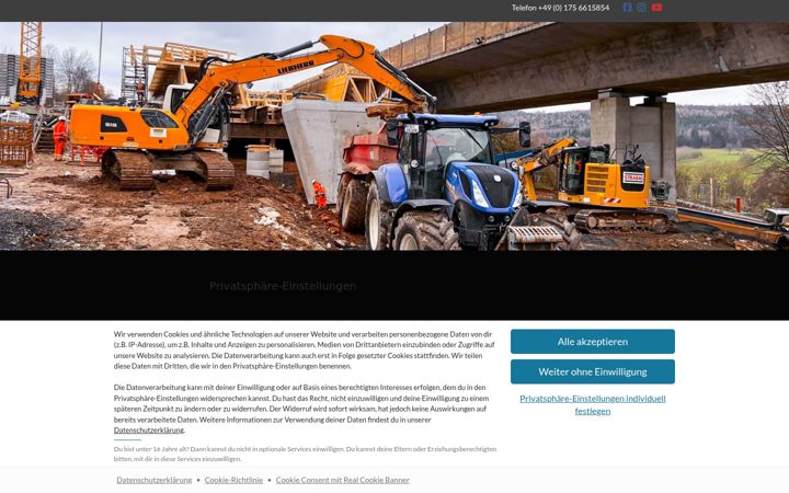 Screenshot of baggerbetrieb-larbig.de