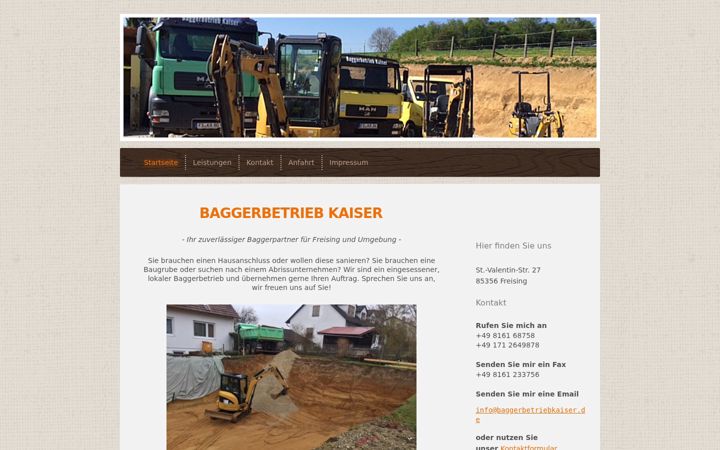 Screenshot of baggerbetriebkaiser.de