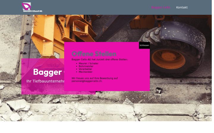 Screenshot of baggercello.ch