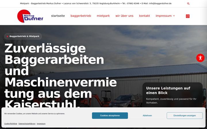 Screenshot of baggerdufner.de