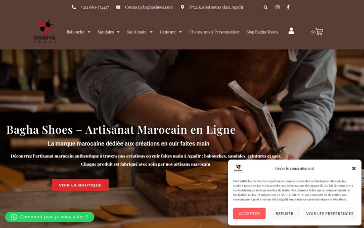 Screenshot of baghashoes.com