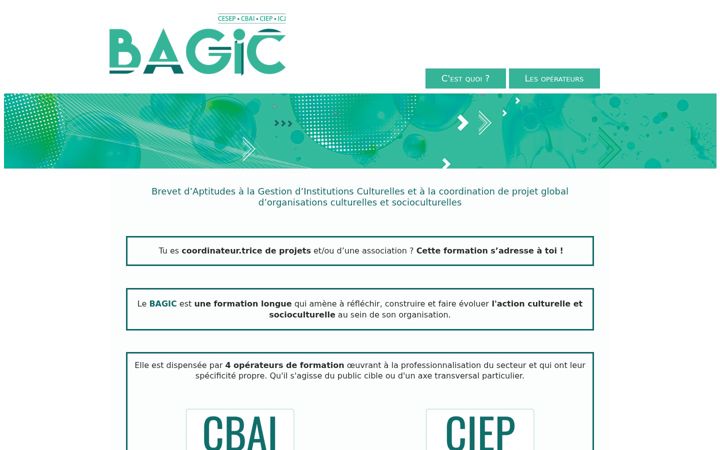 Екранна снимка на bagicformation.be