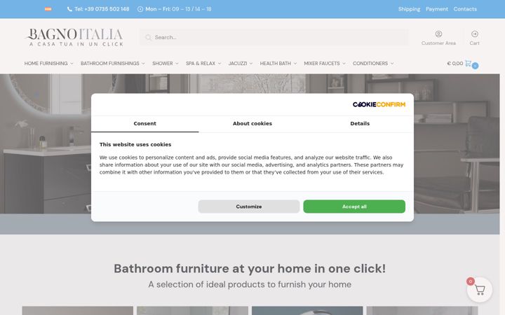 Screenshot of bagnoitalia.com