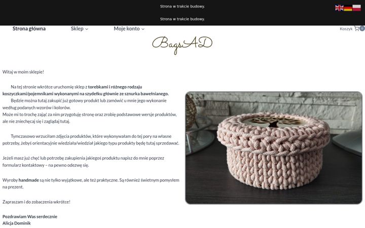 Kuvakaappaus sivustosta bagsad.com.pl