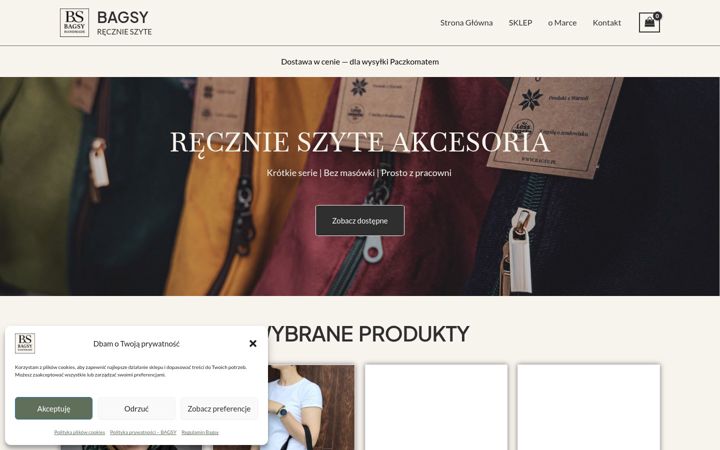 Screenshot stránky bagsy.pl