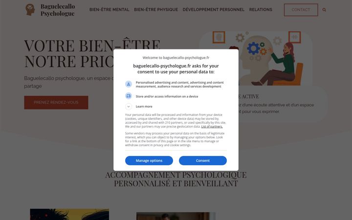 Screenshot of baguelecallo-psychologue.fr