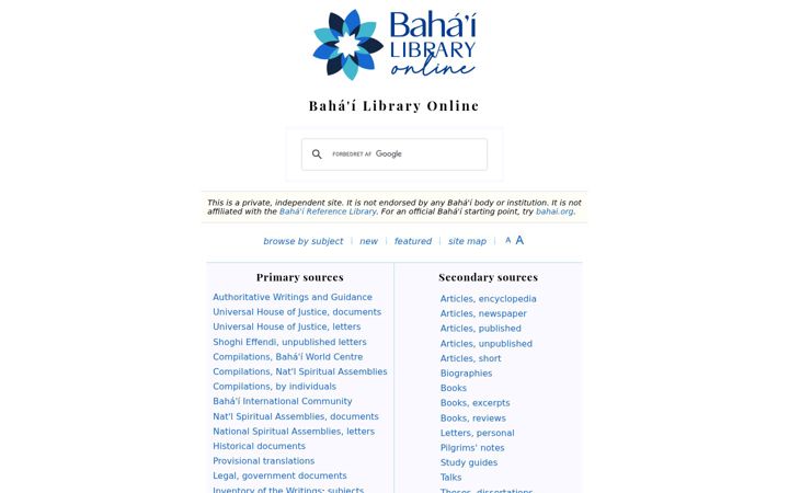 Screenshot of bahai-library.com