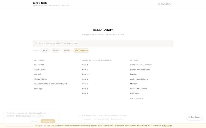 Screenshot of bahaizitate.de