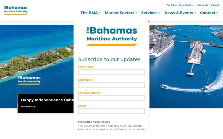 Screenshot of bahamasmaritime.com