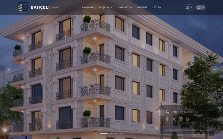 Screenshot of bahceliinsaat.com