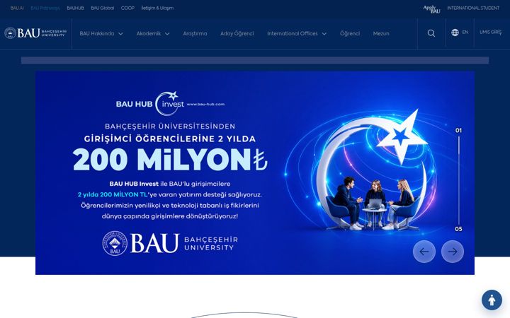 Screenshot of bahcesehir.edu.tr