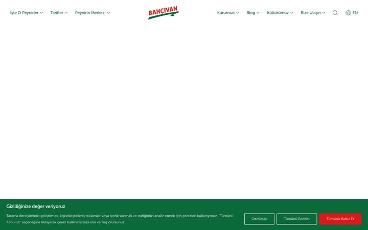 Screenshot of bahcivanpeynir.com
