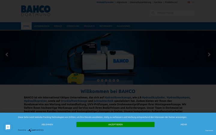 Screenshot of bahco.de